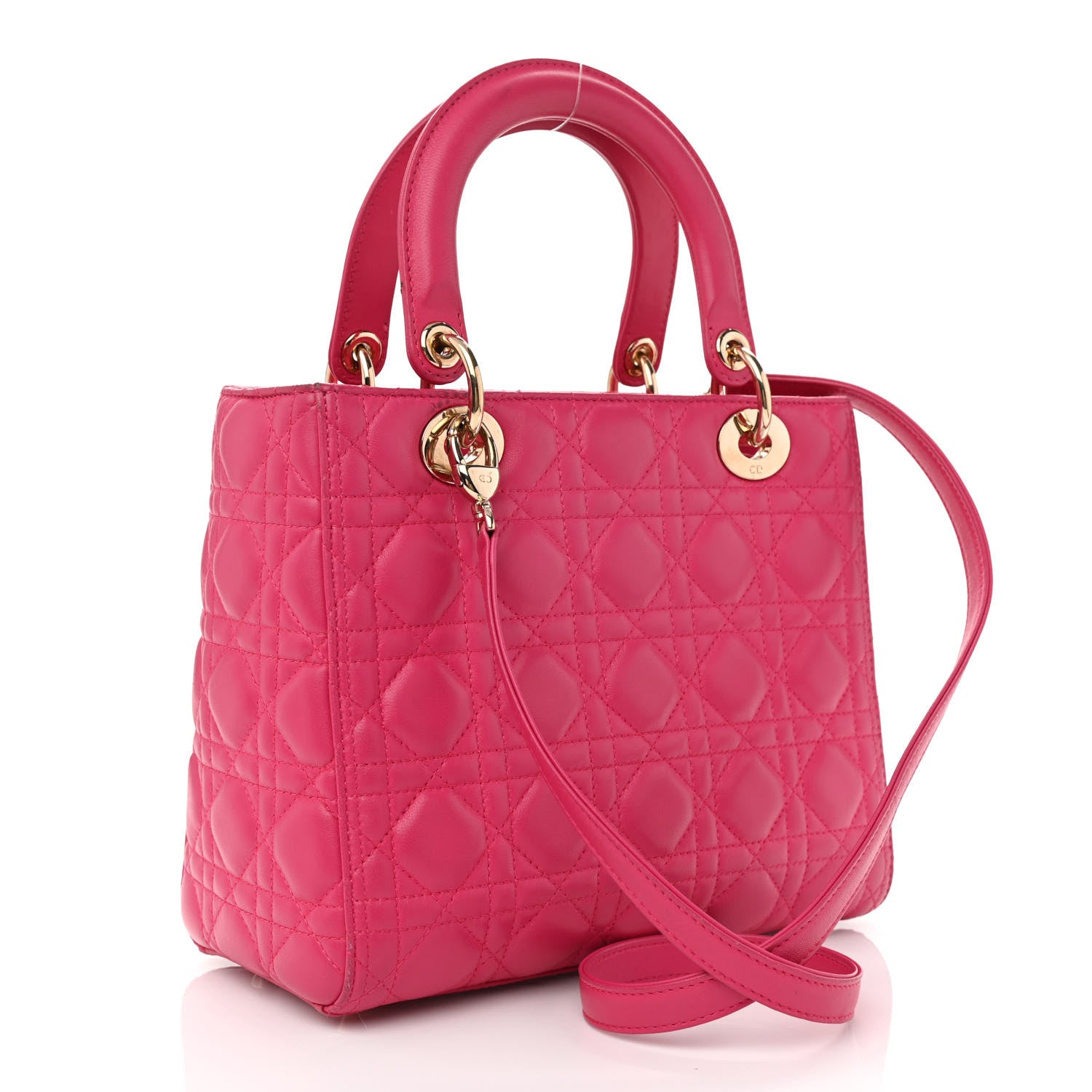 Christian Dior Lambskin Cannage Medium Lady Dior Fuchsia 3 of 11