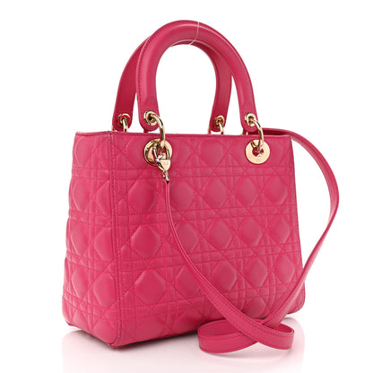 Christian Dior Lambskin Cannage Medium Lady Dior Fuchsia 3 of 11