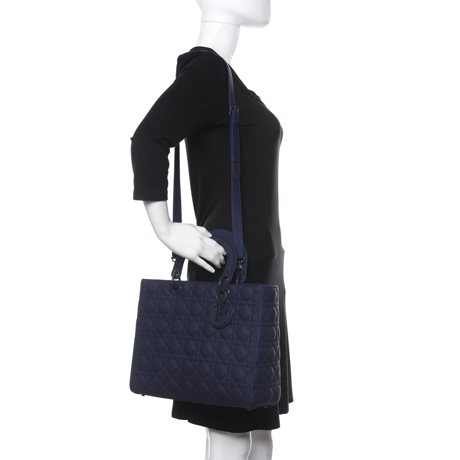 Christian Dior Ultra Matte Calfskin Cannage Large Lady Dior Blue 2 of 10