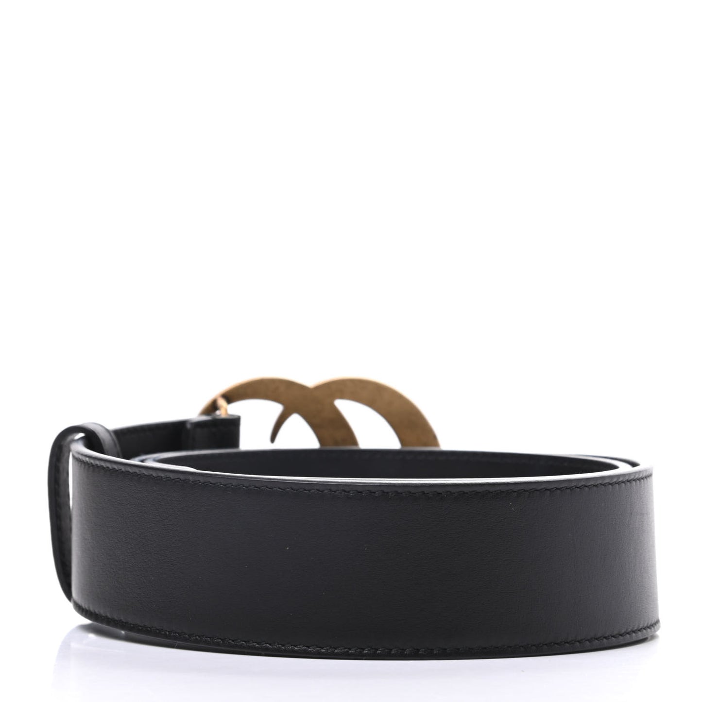 Moon Calfskin Pearl Double G 40mm Belt 80 32 Black Cream