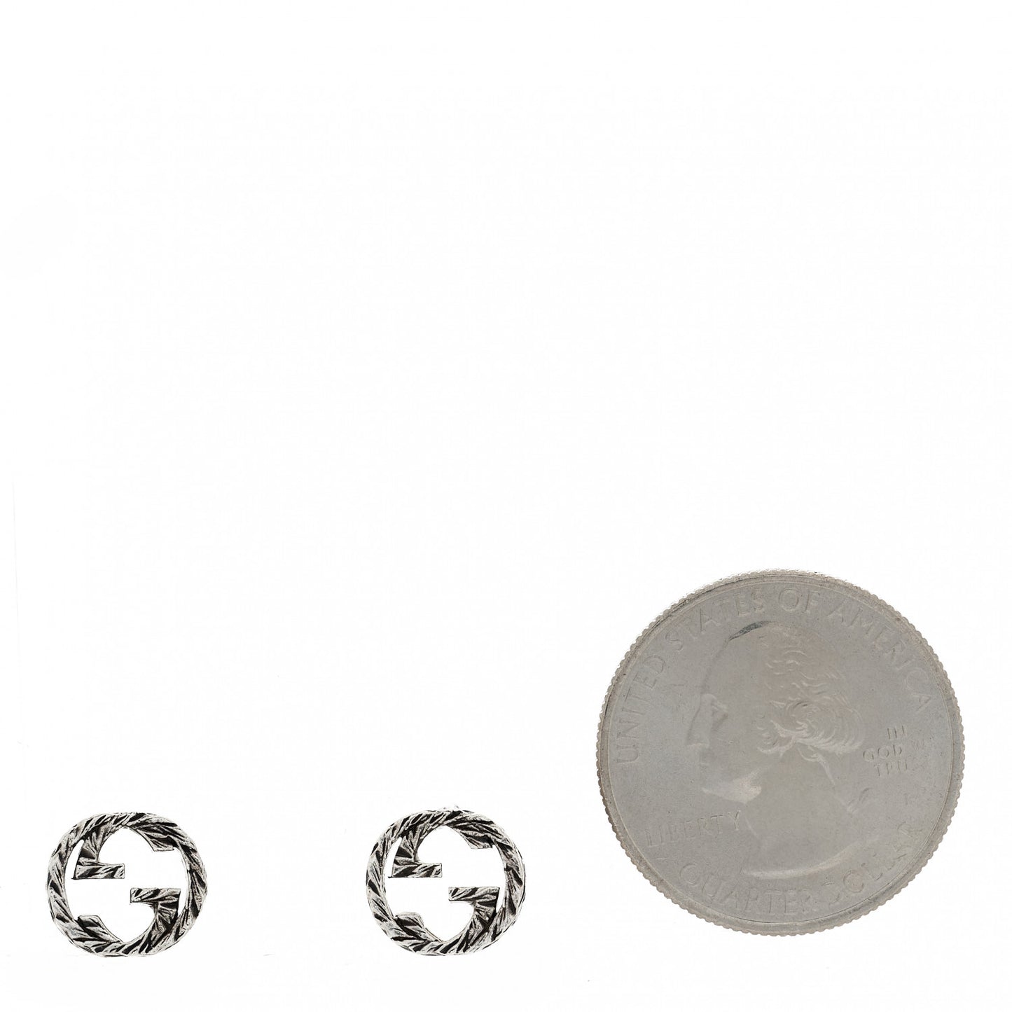 Sterling Silver Textured Interlocking G Stud Earrings
