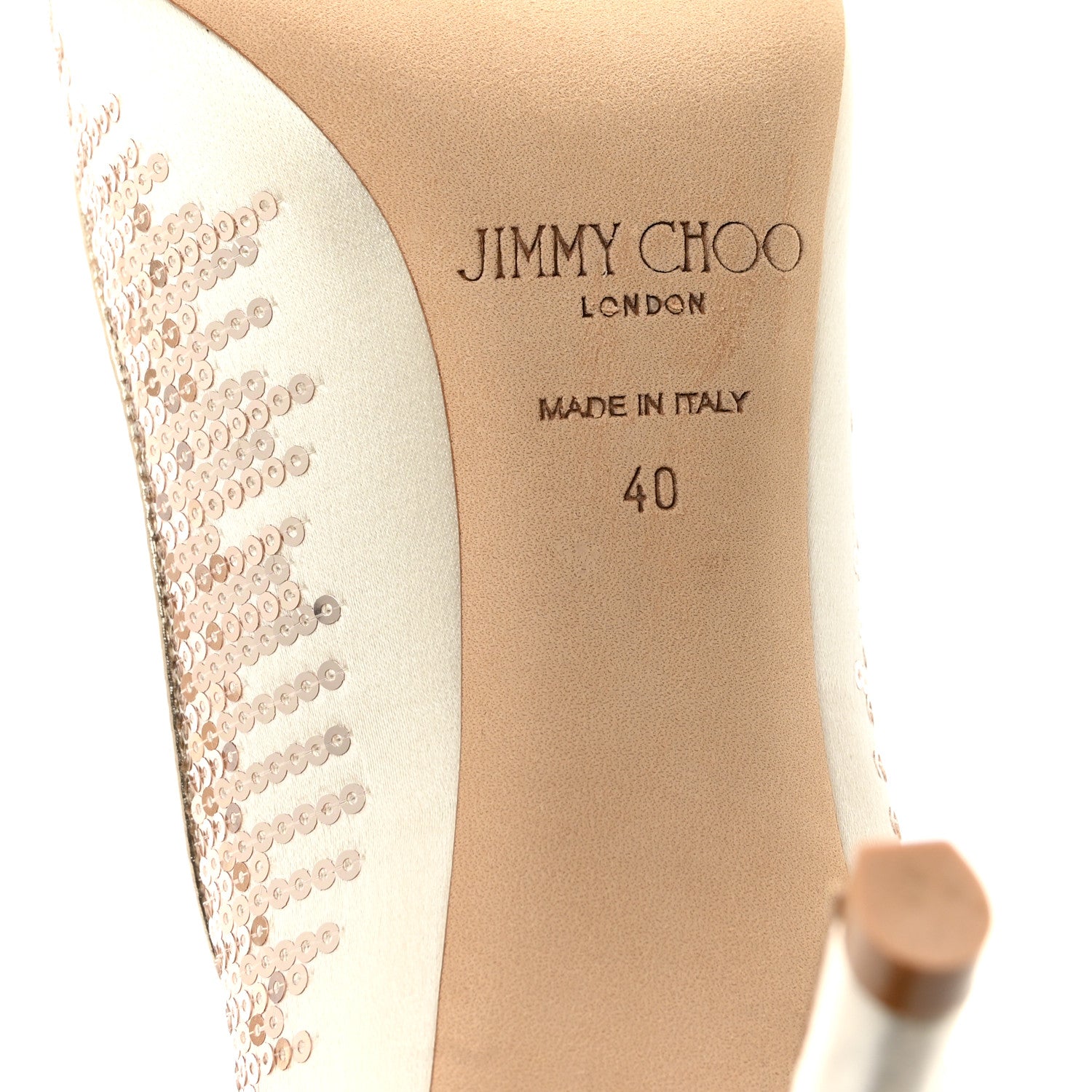 Jimmy Choo Satin Degrade Sequins Romy 85 Pumps 40 Ivory Platinum 8 of 9