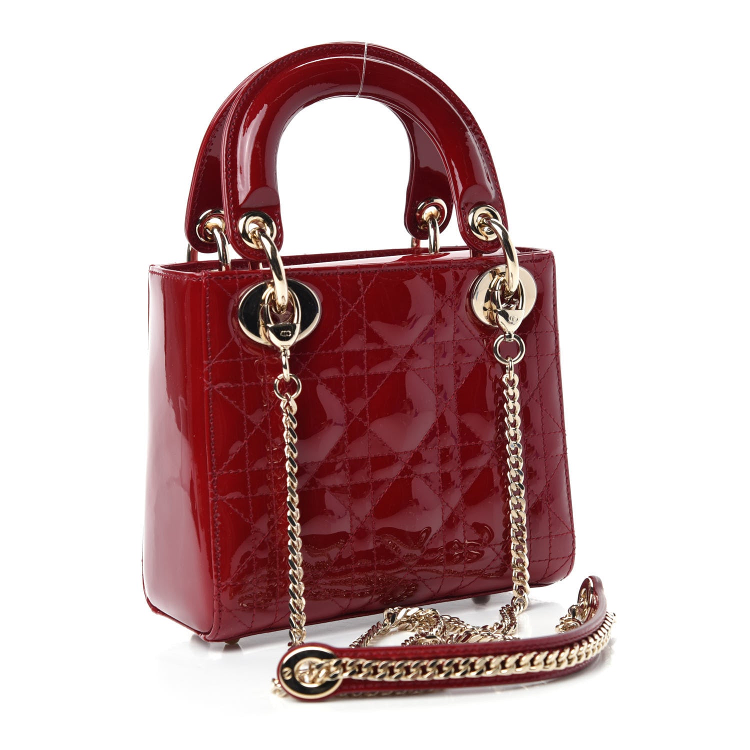 Christian Dior Patent Cannage Mini Lady Dior Red 3 of 10