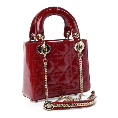 Christian Dior Patent Cannage Mini Lady Dior Red 3 of 10