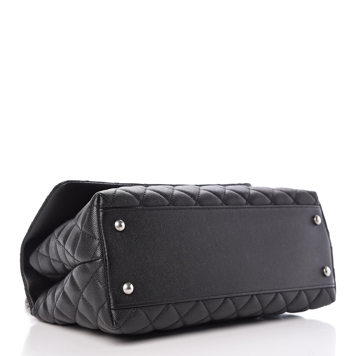 Caviar Lizard Quilted Small Coco Handle Flap Black