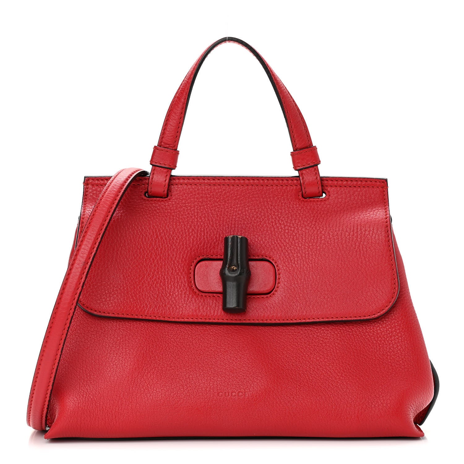 Gucci Cellarius Calfskin Small Bamboo Daily Top Handle Bag Hibiscus Red 1 of 10