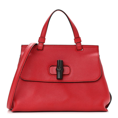 Gucci Cellarius Calfskin Small Bamboo Daily Top Handle Bag Hibiscus Red 1 of 10