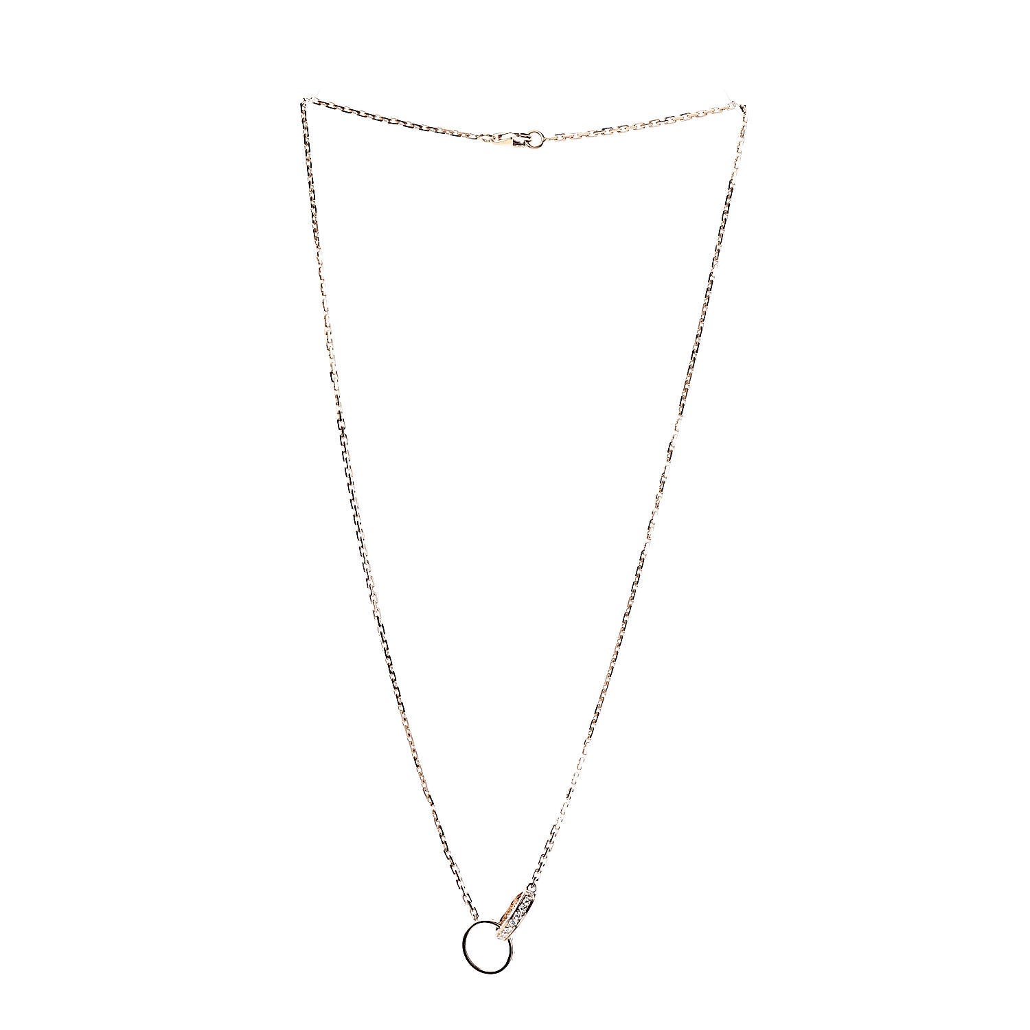 Cartier 18K Pink Gold Diamond Interlocking LOVE Necklace 3 of 6