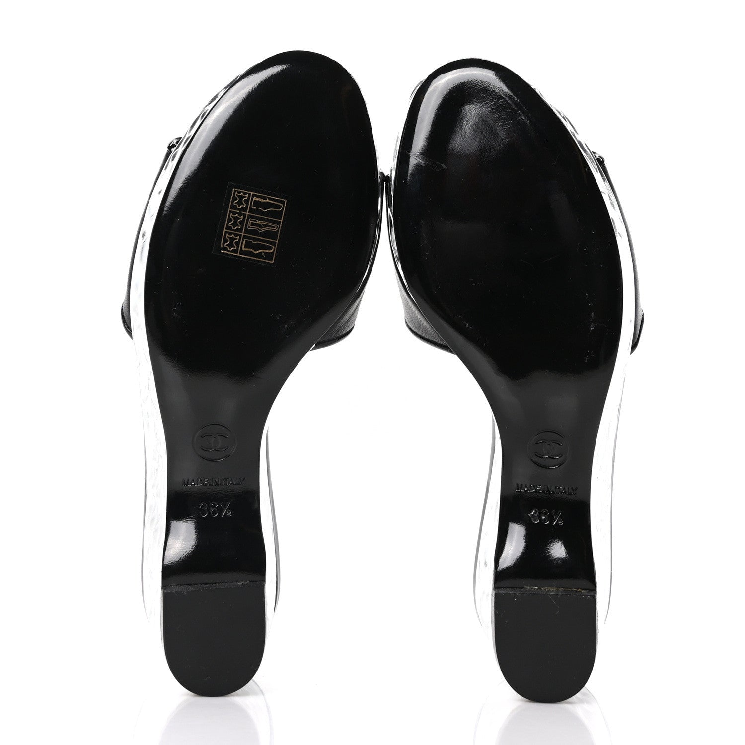 Chanel Lambskin Metallic Wedge 35.5 Black 6 of 9