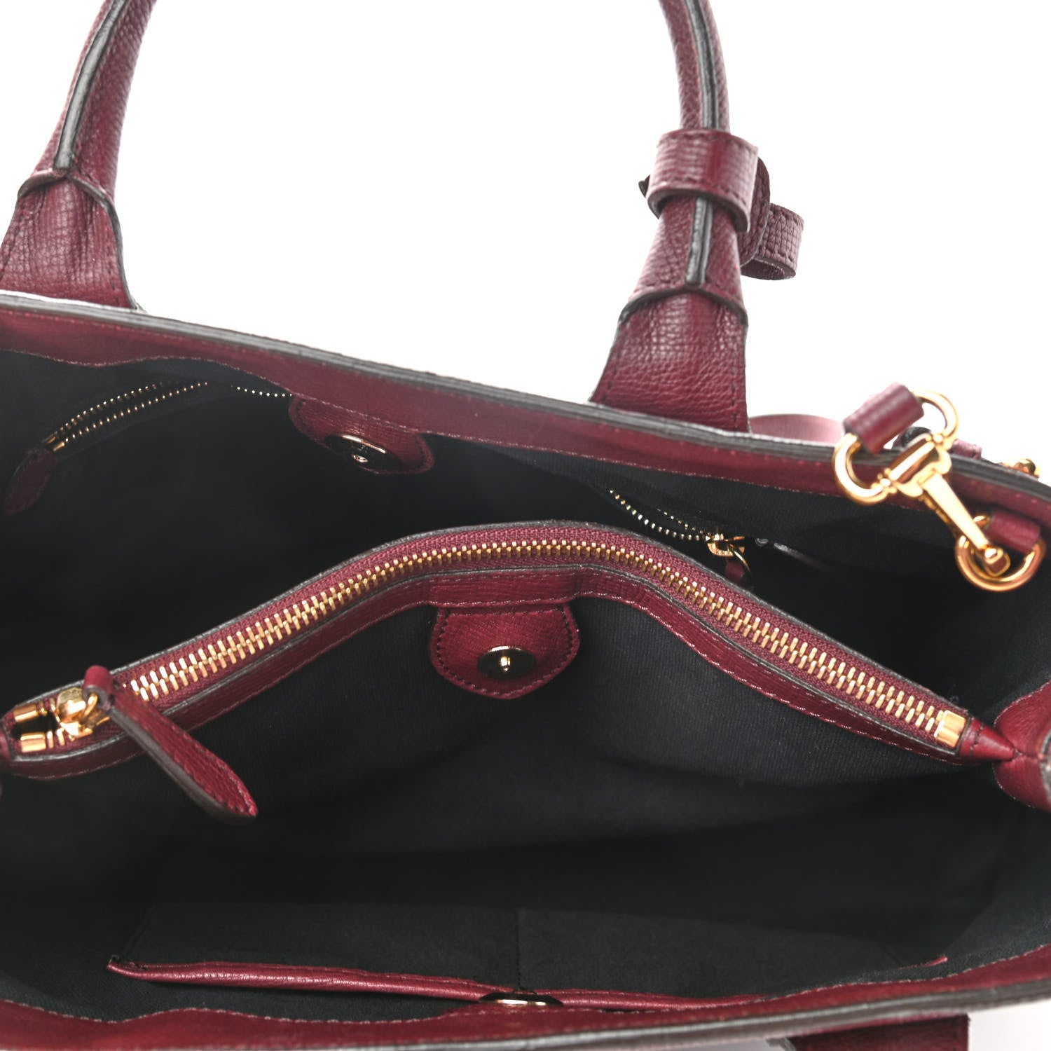 Burberry Grainy Calfskin House Check Medium Banner Tote Mahogany Red 5 of 10