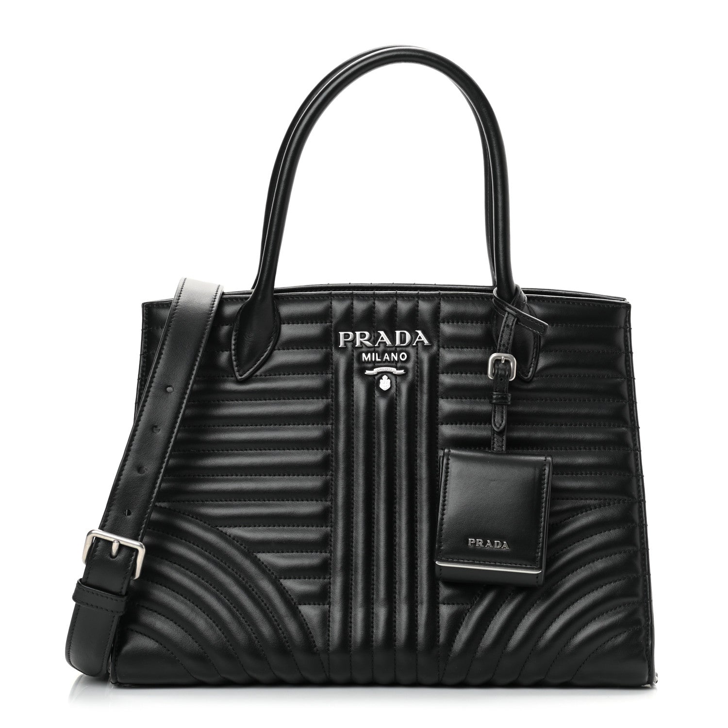 Prada Soft Calfskin Impunture Diagramme Tote Black 1 of 11
