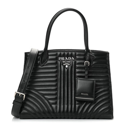 Prada Soft Calfskin Impunture Diagramme Tote Black 1 of 11
