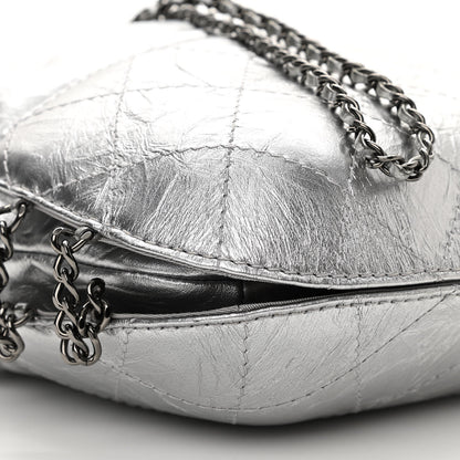 Chanel Metallic Aged Calfskin Quilted Small Gabrielle Bucket Silver 9 of 10