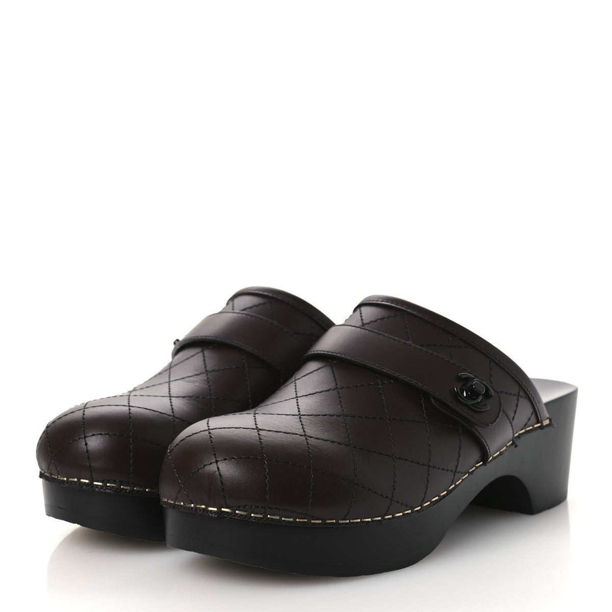 Chanel Calfskin CC Turn Lock Clogs 36 Dark Brown 4 of 12
