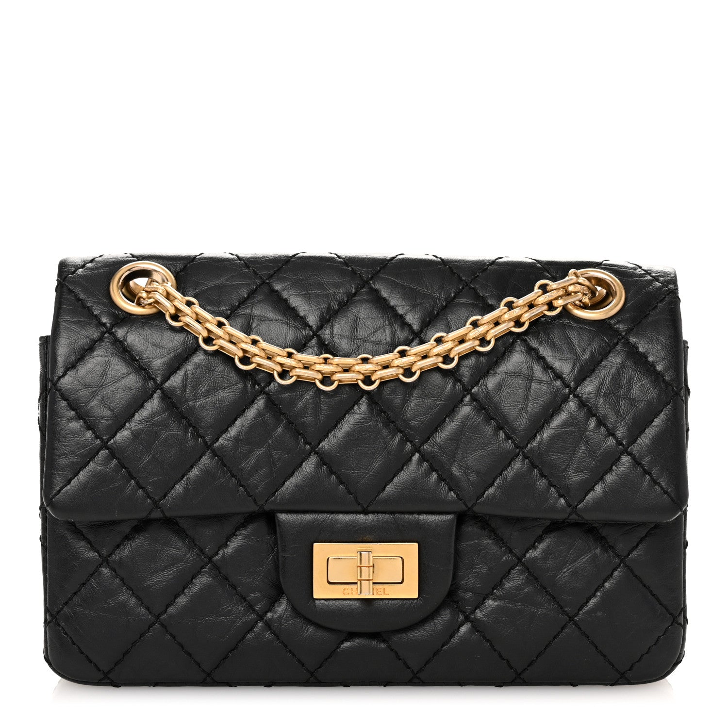 Chanel Aged Calfskin Quilted 2.55 Reissue Mini Flap Black 1 of 10