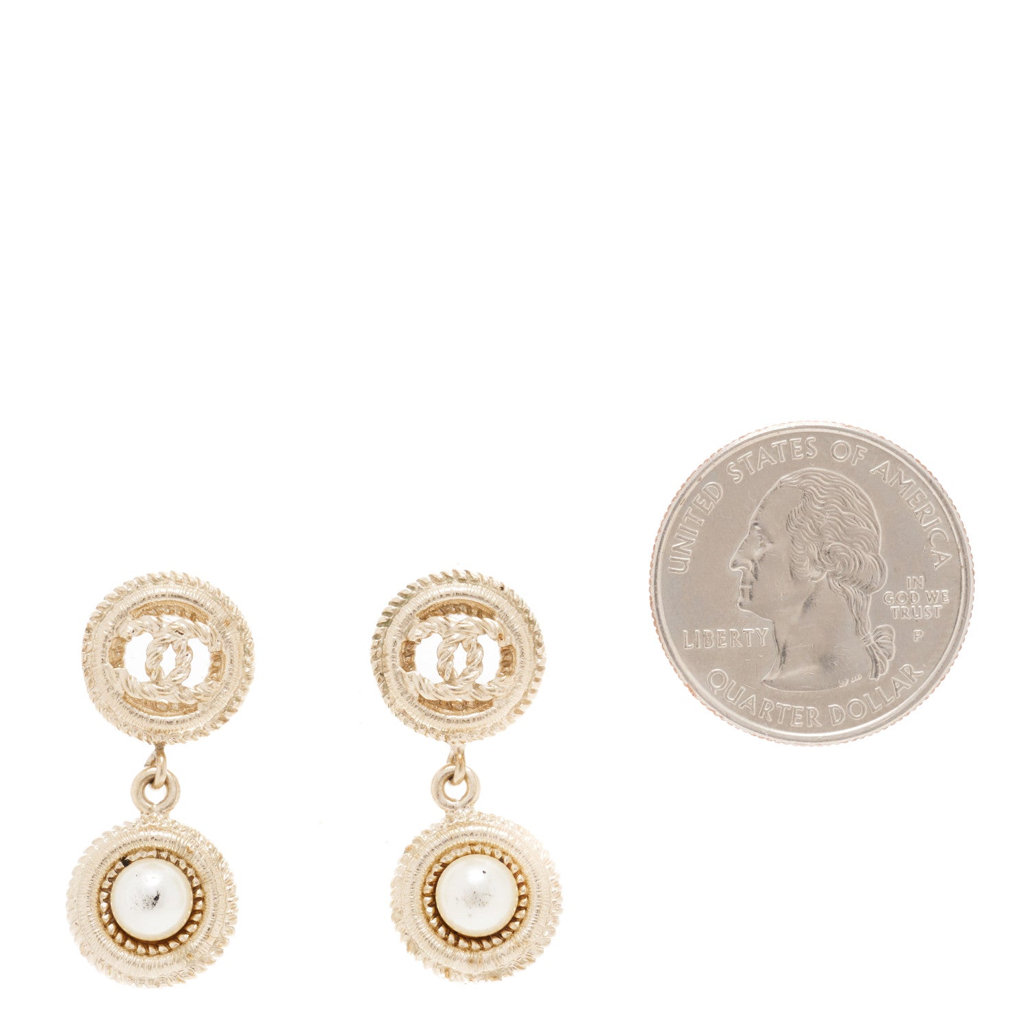Chanel Pearl CC Drop Earrings Gold 2 of 5