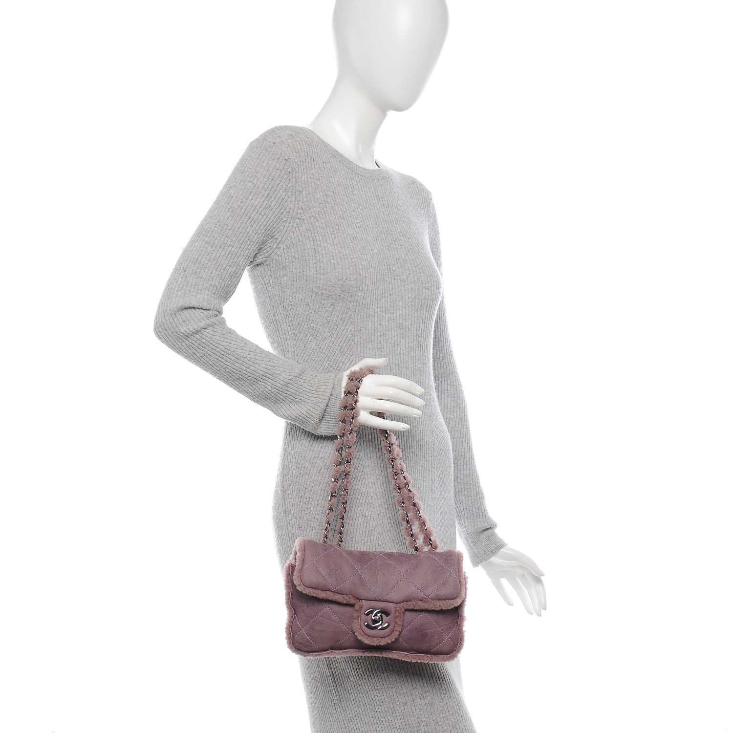 Chanel Shearling Quilted Medium Single Flap Purple 2 of 7