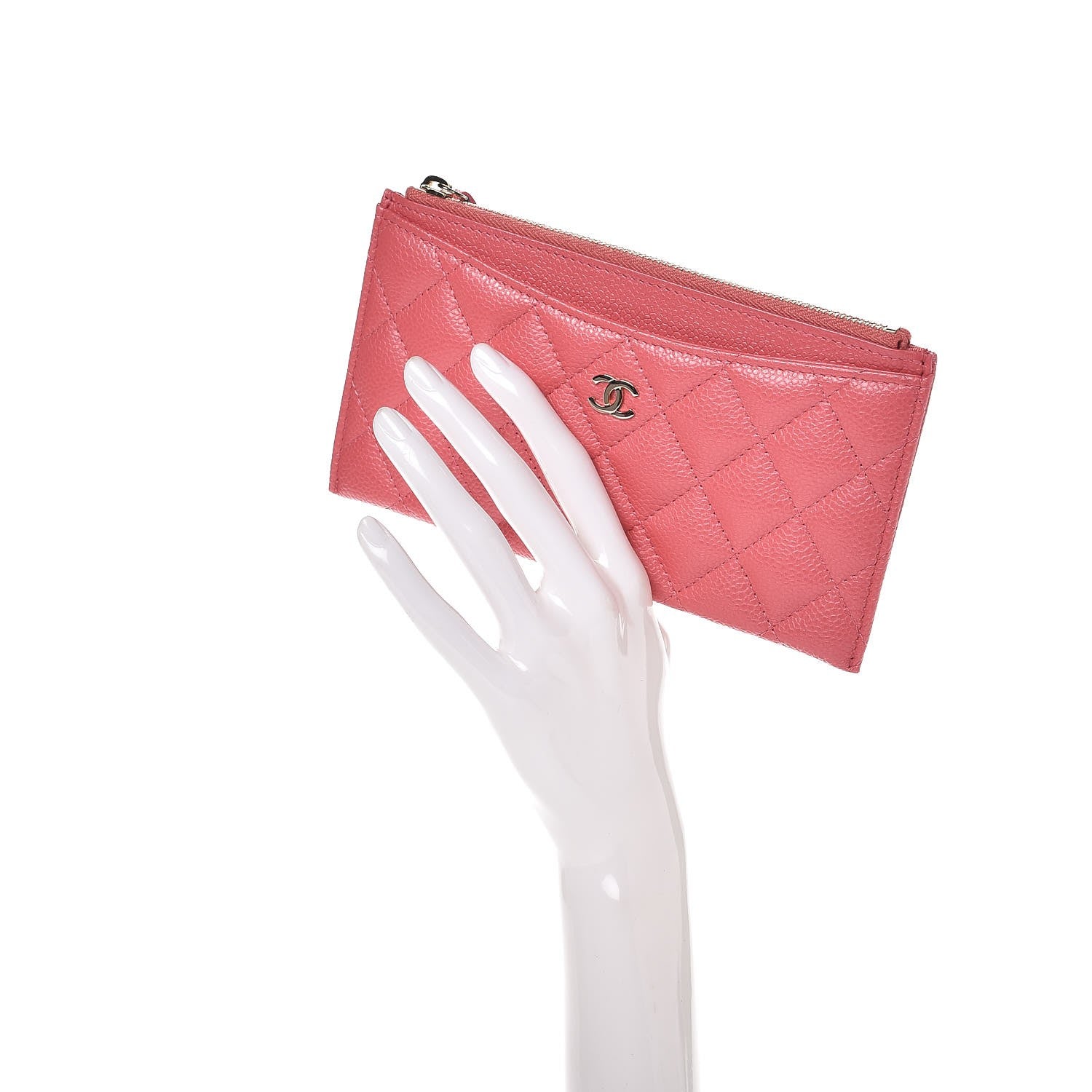 Chanel Iridescent Caviar Quilted Classic Zip Pouch Pink 2 of 9