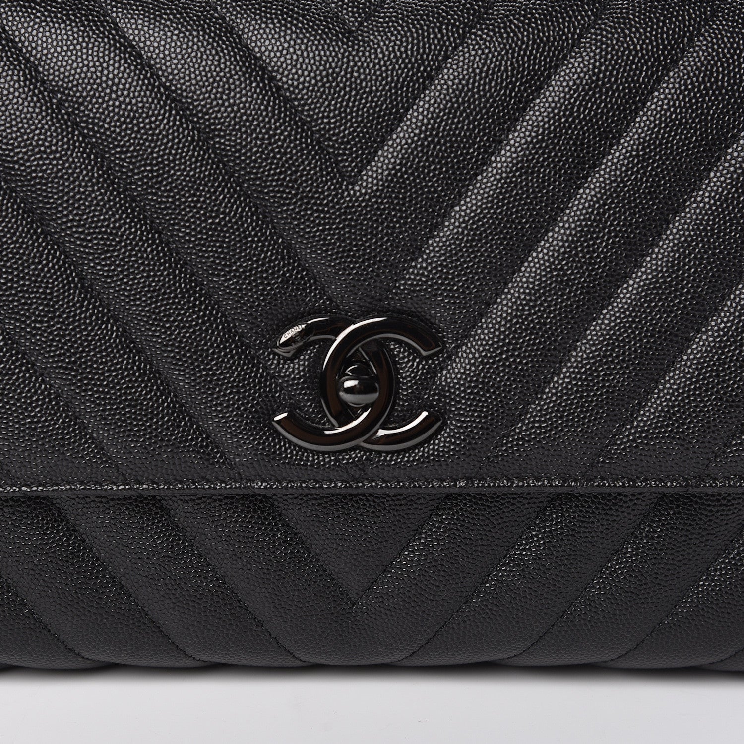 Chanel Caviar Chevron Quilted Small Coco Handle Flap So Black 10 of 13