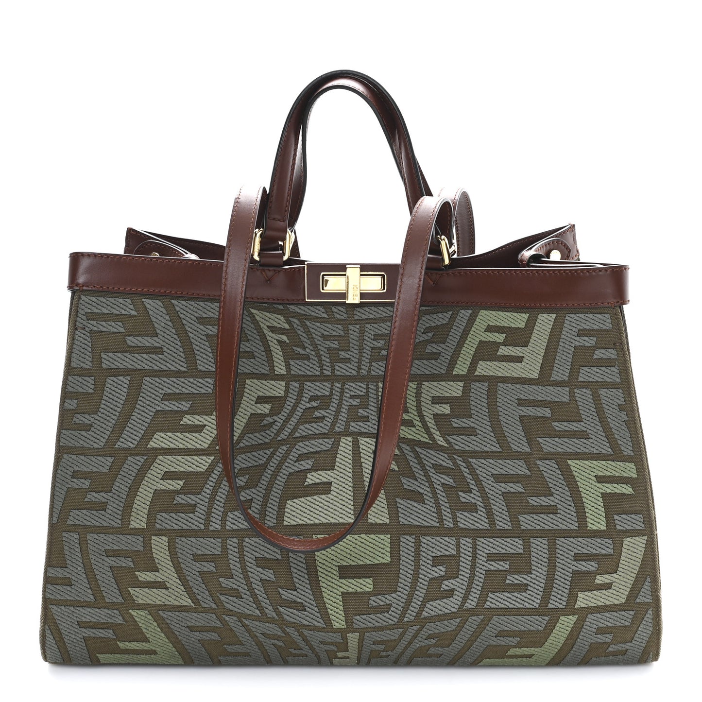 X SARAH COLEMAN Canvas FF Fish Eye Embroidered Medium Peekaboo X-Tote Amazzonia Ghianda