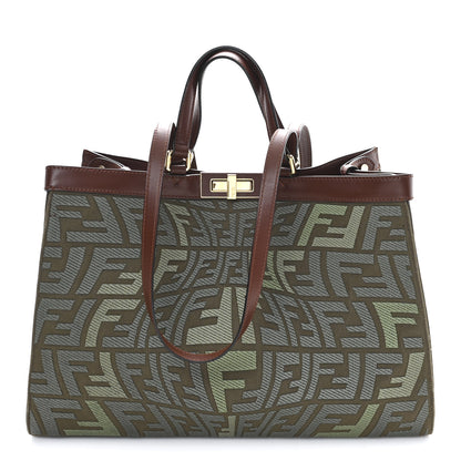Fendi X SARAH COLEMAN Canvas FF Fish Eye Embroidered Medium Peekaboo X-Tote Amazzonia Ghianda 8 of 11