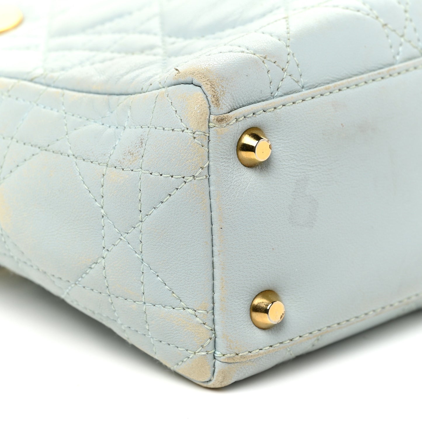 Lambskin Cannage Mini Lady Dior Light Blue