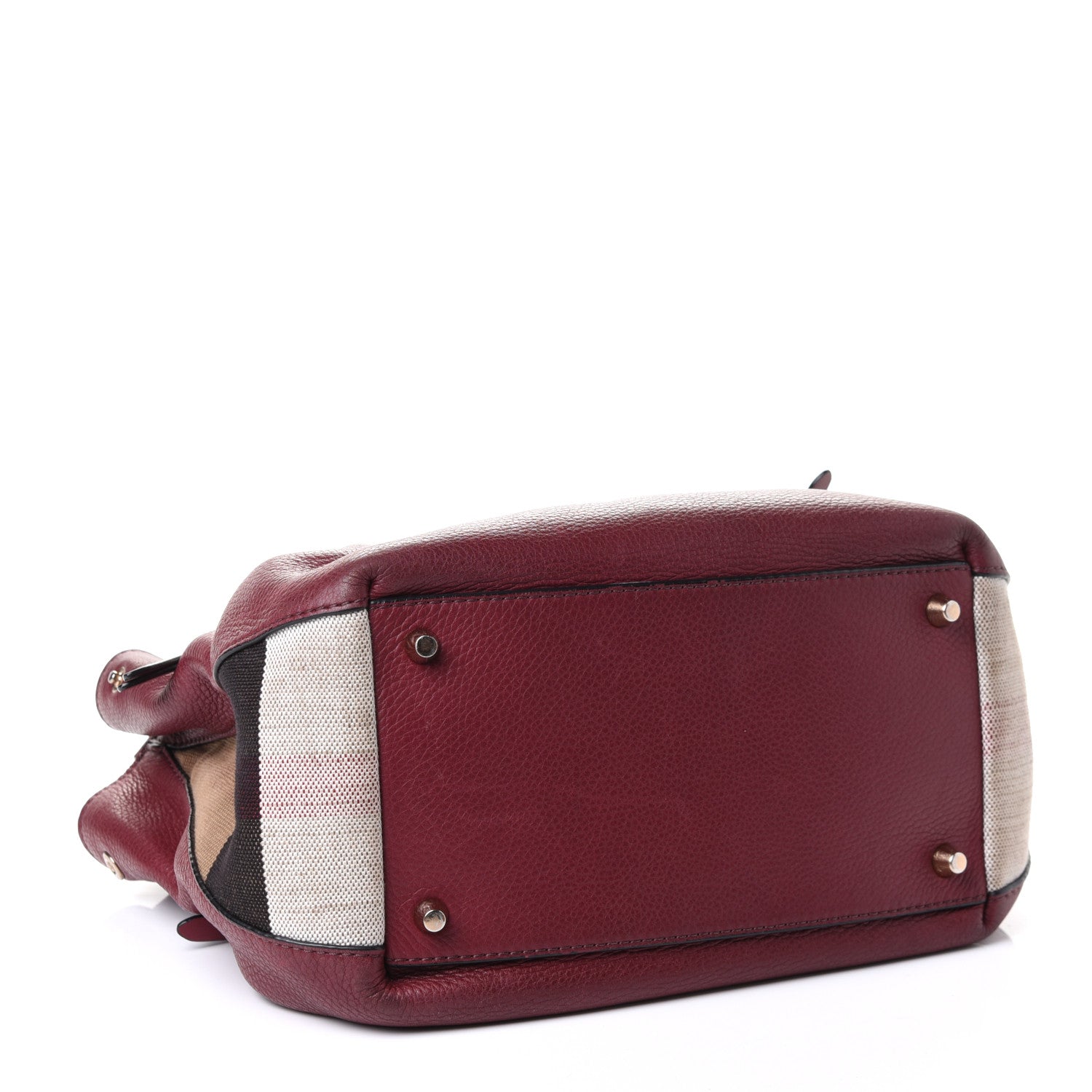 Burberry Grainy Calfskin House Check Small Maidstone Burgundy Red 3 of 4