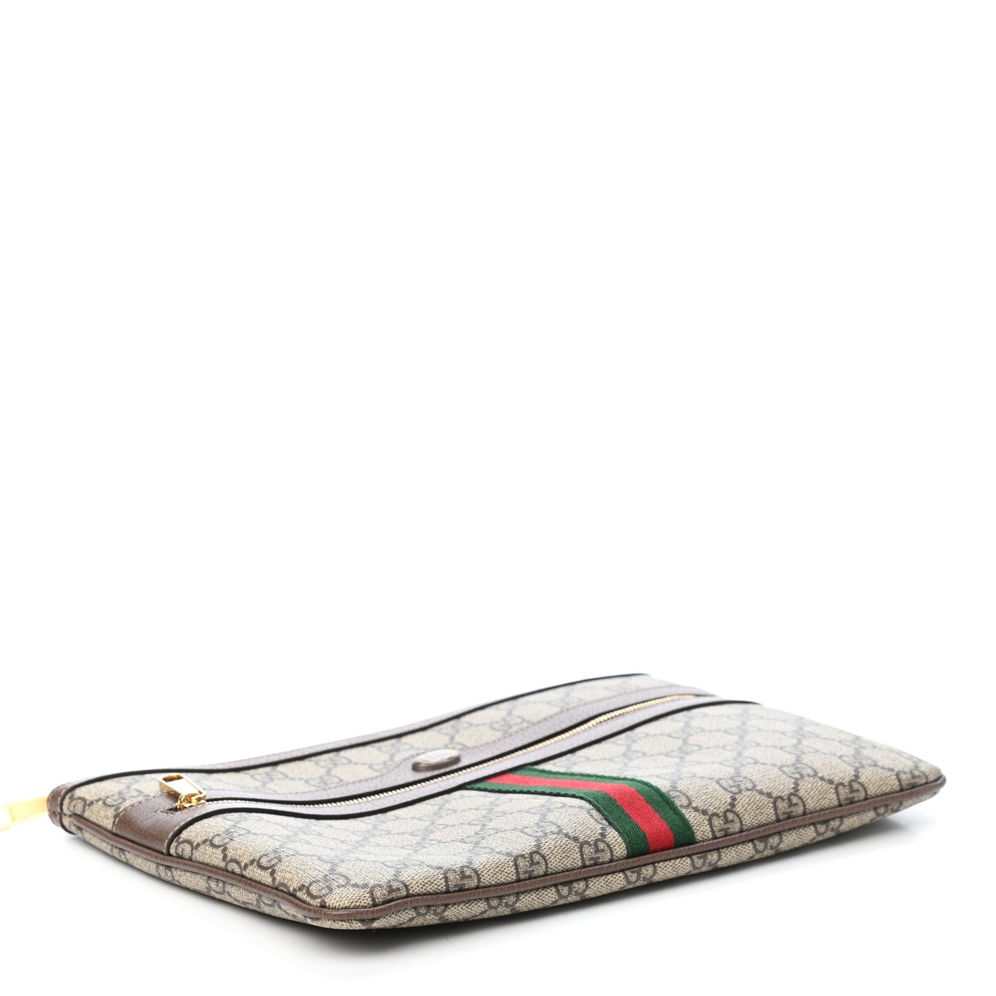 GG Supreme Monogram Large Ophidia Pouch Clutch Brown