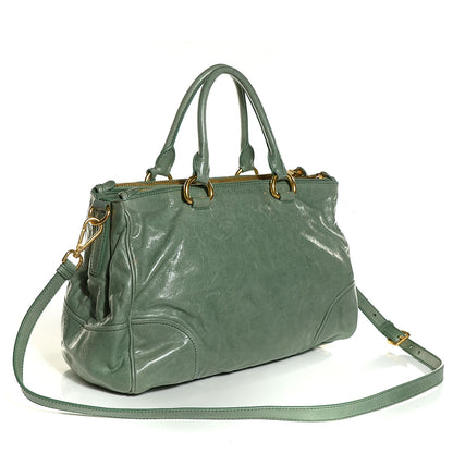 Miu Miu Vitello Shine Double Zip Tote Agave 3 of 9