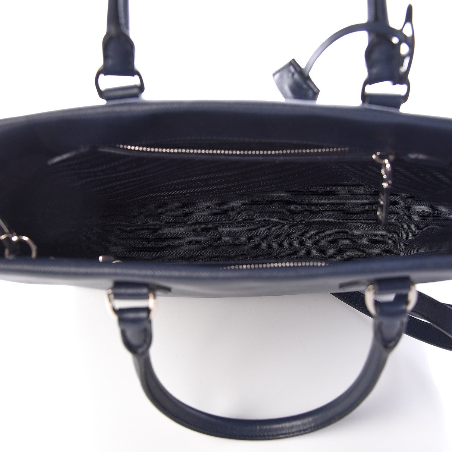 Prada Saffiano Lux Double Handle Shopping Tote Baltico 5 of 10