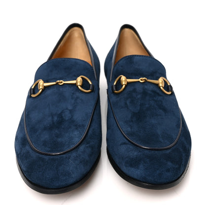 Gucci Suede Horsebit Womens Jordaan Loafers 38.5 Blue 2 of 8