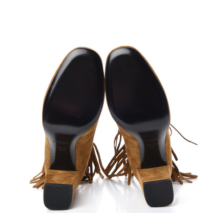 Saint Laurent Suede Babies 90 Fringe Ankle Boots 38.5 Light Tan 5 of 13
