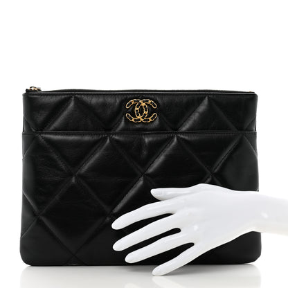 Chanel Goatskin Quilted Chanel 19 Pouch Black 2 of 9