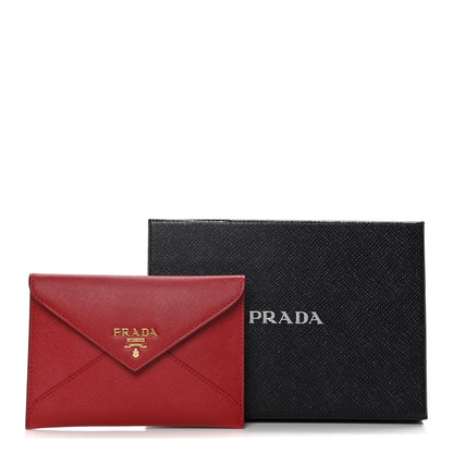 Prada Saffiano Metal Envelope Compact Wallet Fuoco 12 of 12