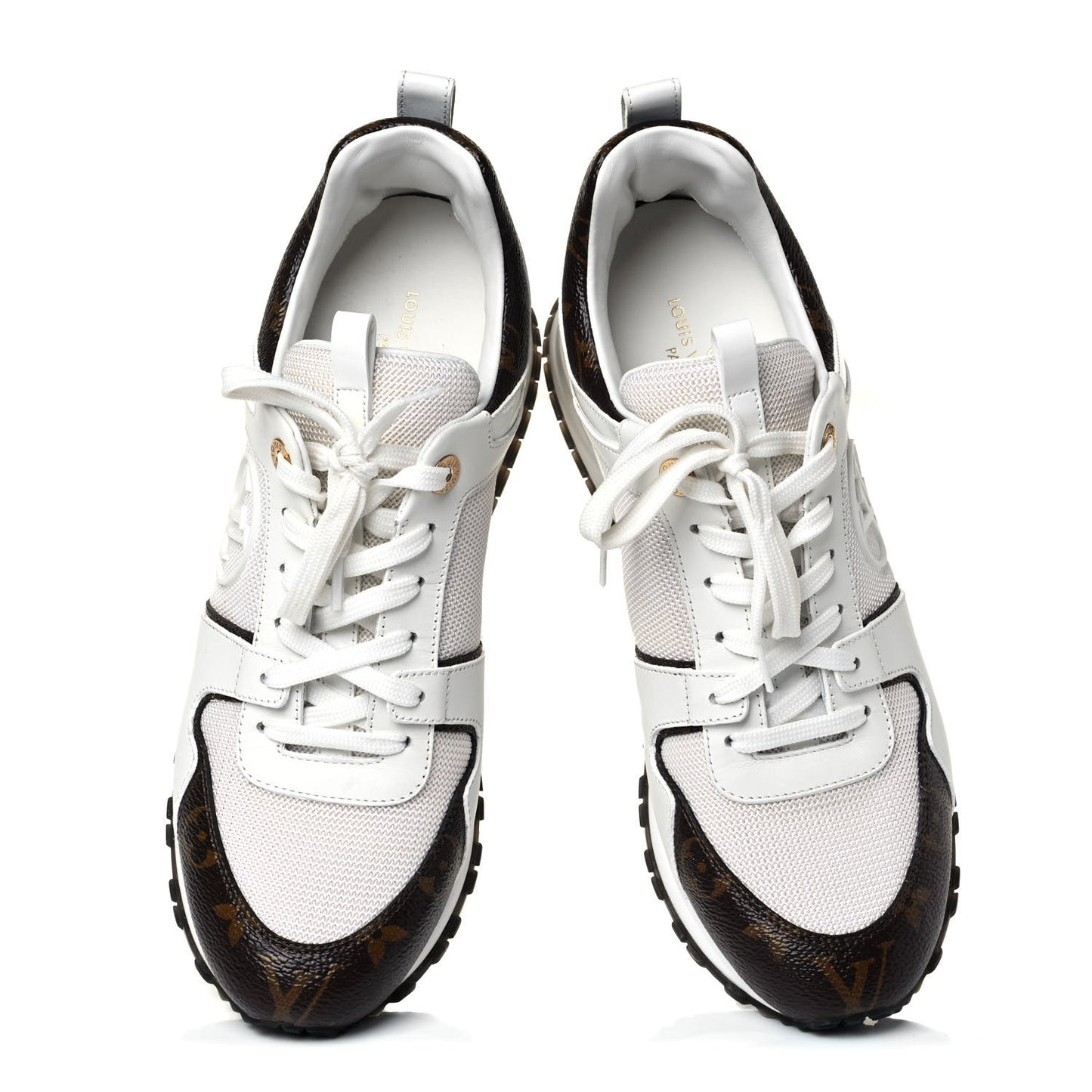 Calfskin Monogram Run Away Sneakers 40 White