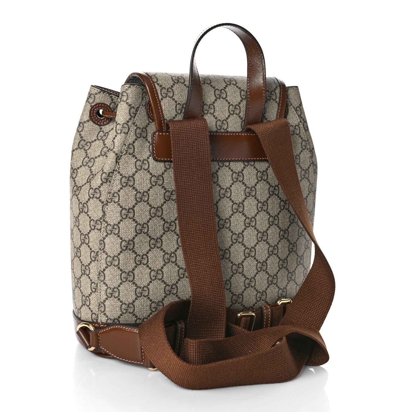 GG Supreme Monogram Azalea Calfskin Retro Interlocking G Buckle Backpack Beige Ebony Brown Sugar