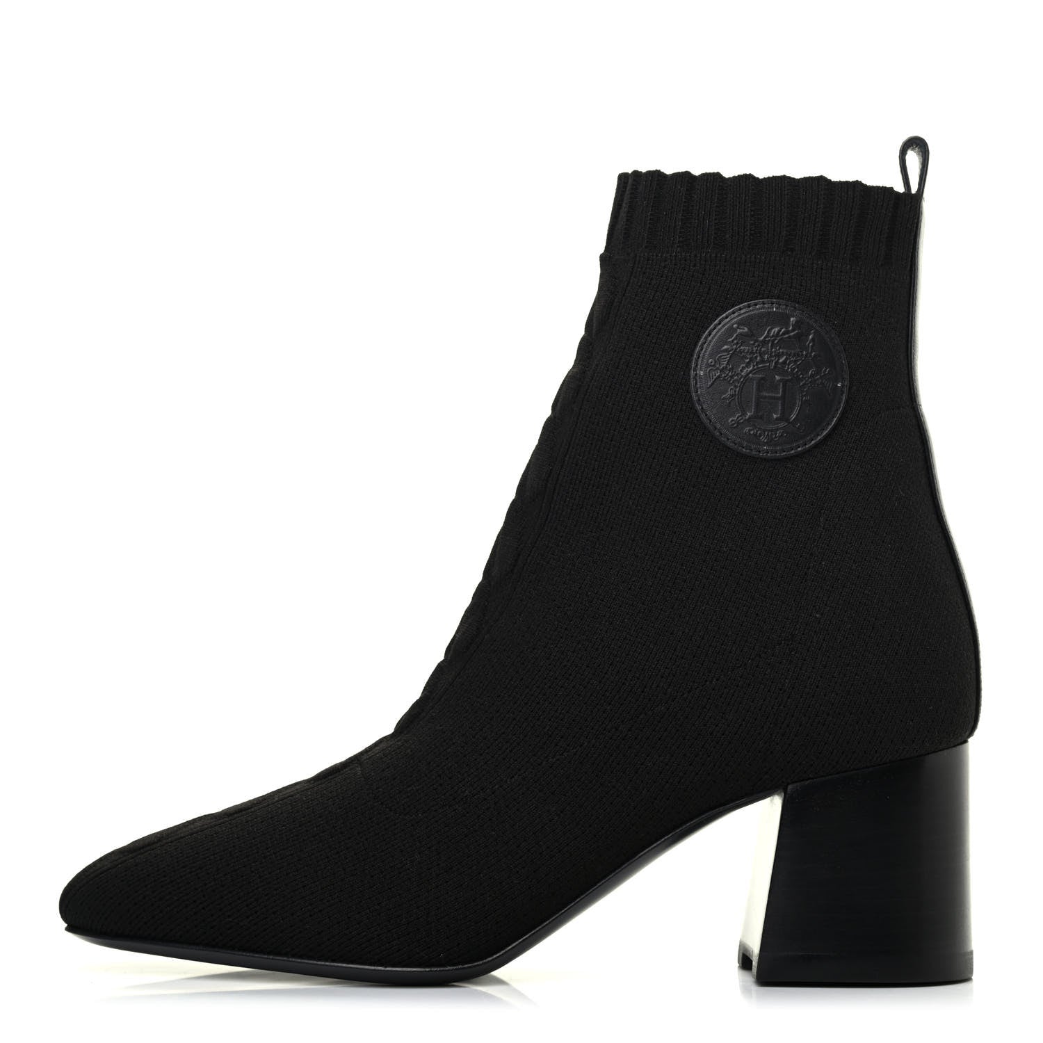 Hermes Knit Calfskin Volver Ankle Boots 37 Black 1 of 4