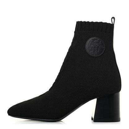Hermes Knit Calfskin Volver Ankle Boots 37 Black 1 of 4