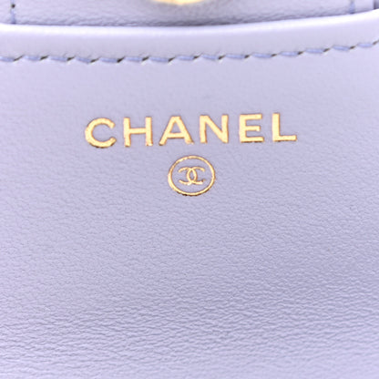 Chanel Lambskin Quilted Top Handle Flap Coin Purse With Chain Light Purple 6 of 11