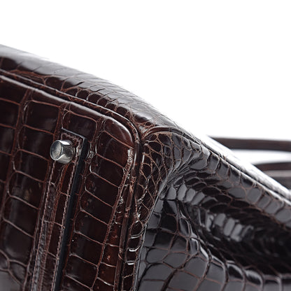 Hermes Shiny Porosus Crocodile Birkin 35 Cocoan 28 of 31