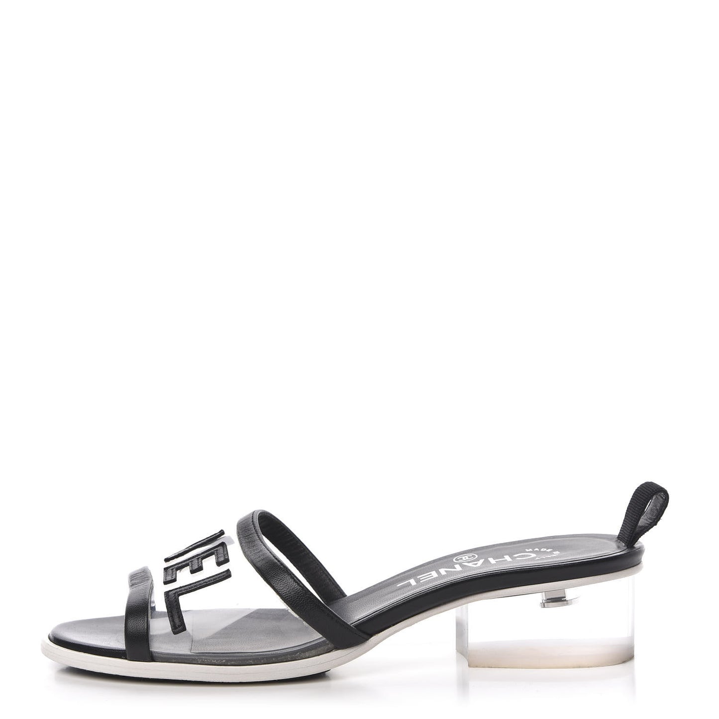 PVC Lambskin Logo Mules 37 Black