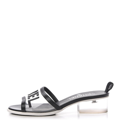 Chanel PVC Lambskin Logo Mules 37 Black 1 of 10