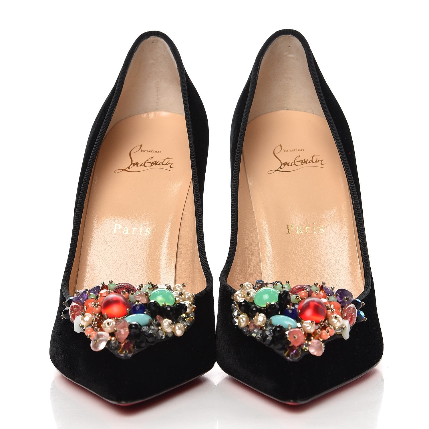 Christian Louboutin Velvet Diva Cora 100 Pumps 38.5 Black Multi 3 of 10