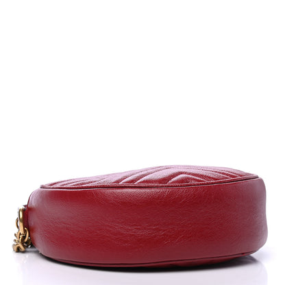 Gucci Glazed Calfskin Matelasse Heart Mini GG Marmont Round Shoulder Bag Romantic Cerise 3 of 7