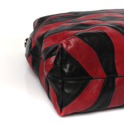 Prada Glace Calf Zebra Hobo Black Red 22 of 25