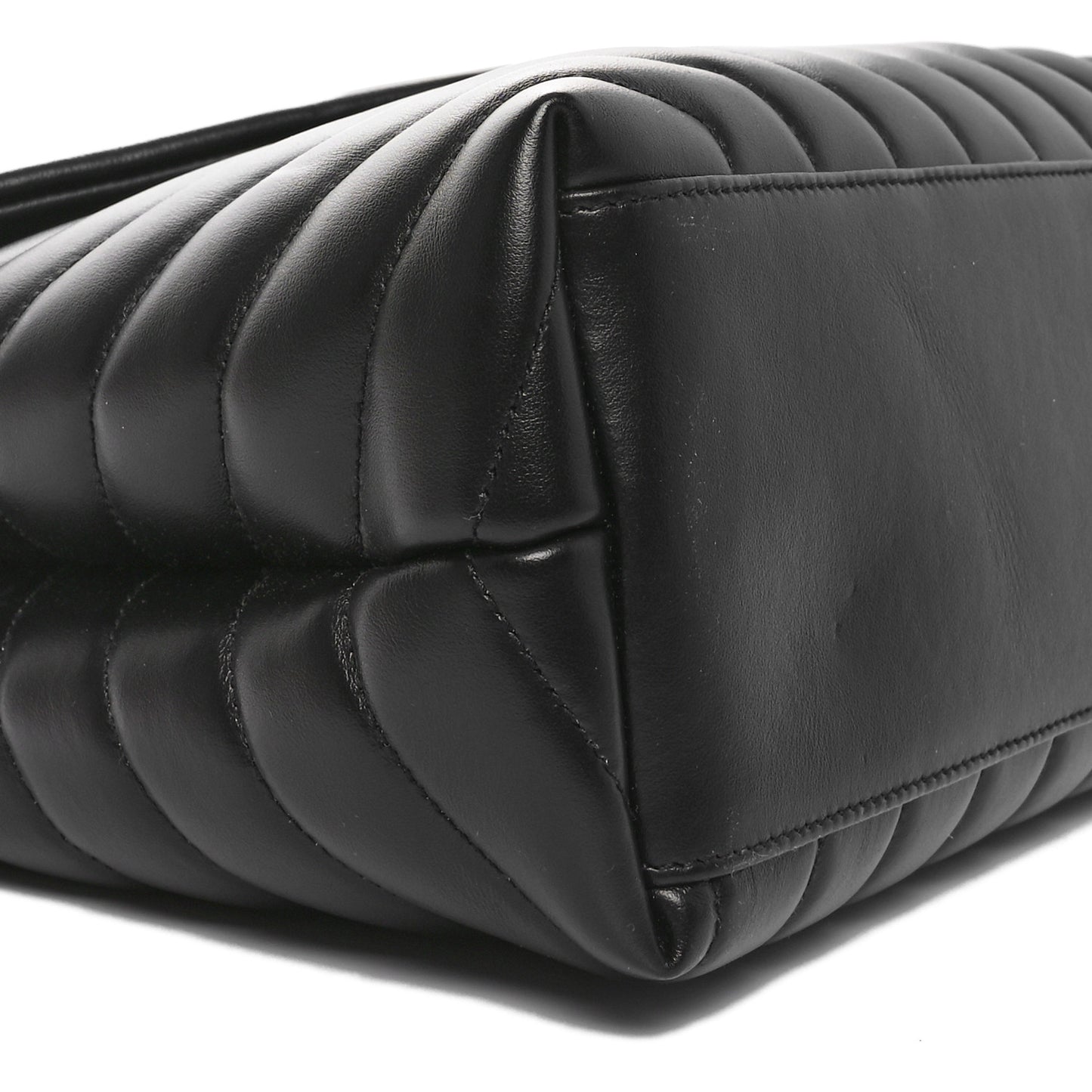 Calfskin Y Quilted Monogram Medium Loulou Chain Satchel Black