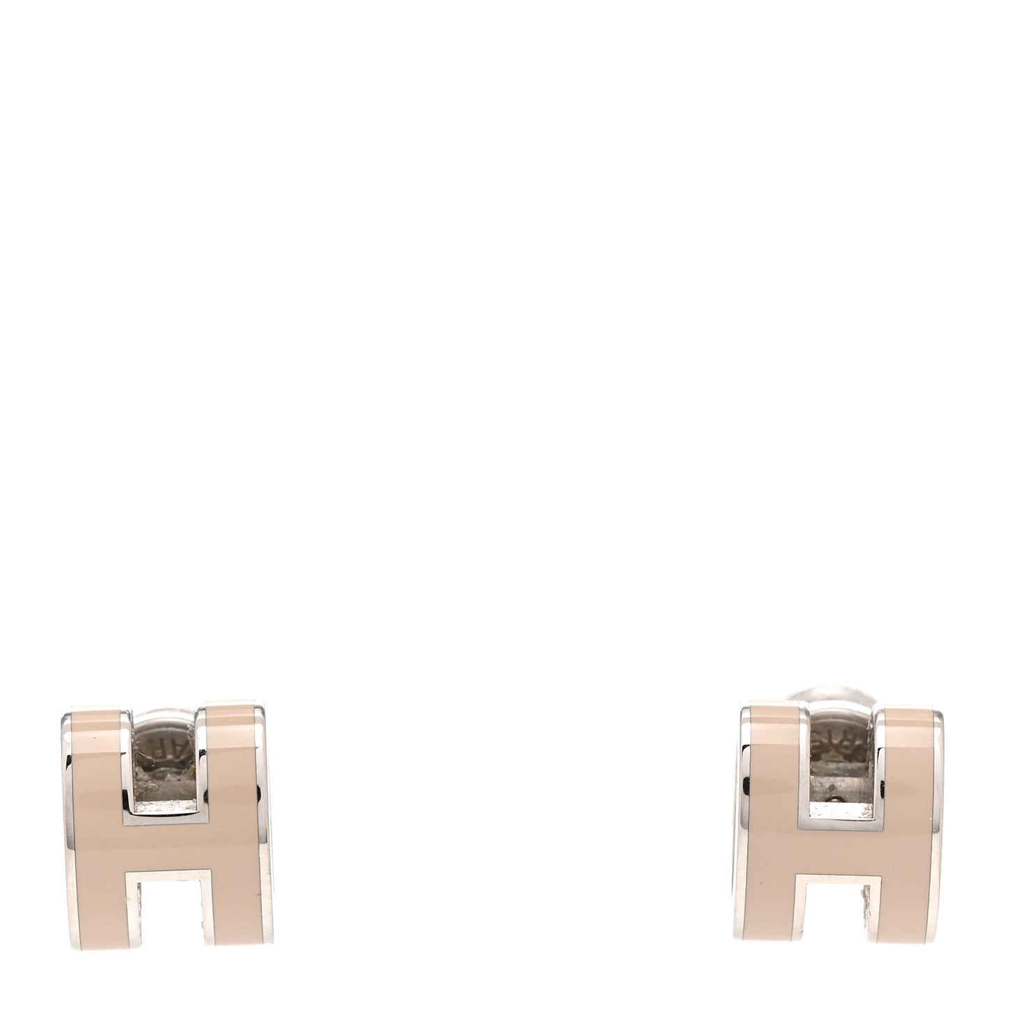 Palladium Lacquered Mini Pop H Earrings Marron Glace