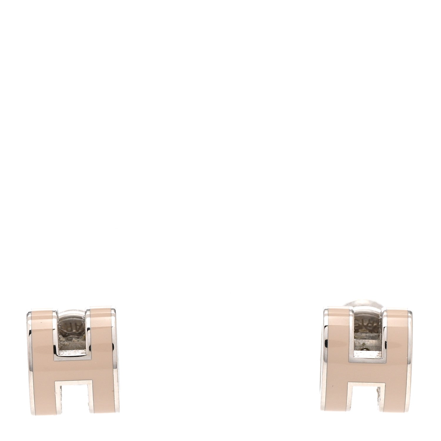 Hermes Palladium Lacquered Mini Pop H Earrings Marron Glace 1 of 5