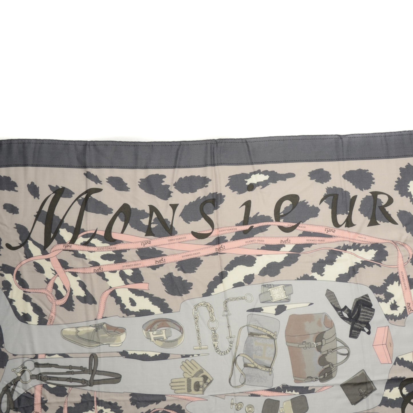 Cashmere Silk Monsieur Et Madame Shawl 140 Gris Acier Gris Perle Rose Pale