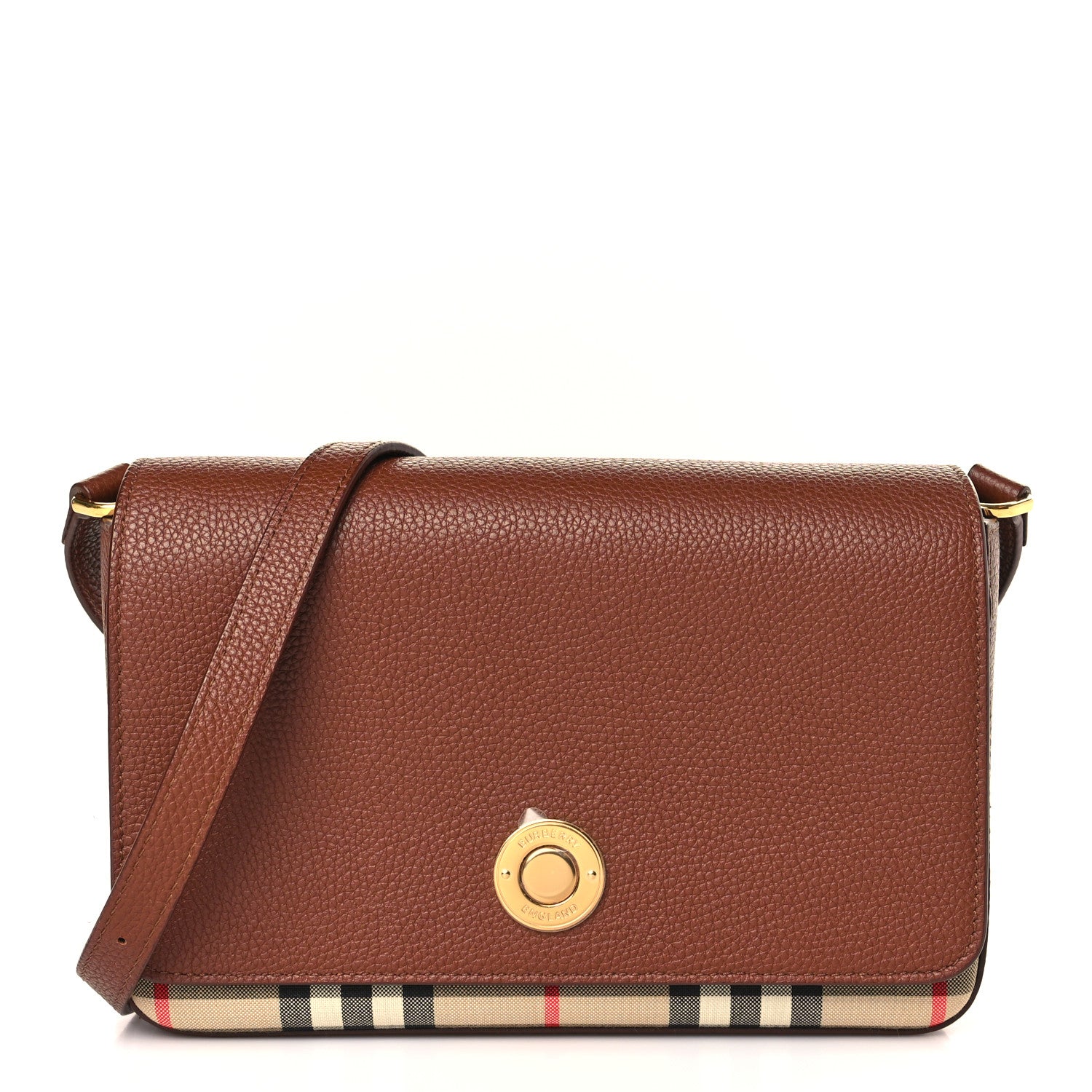 Burberry Calfskin Mini Vintage Check Note Bag Tan 1 of 8